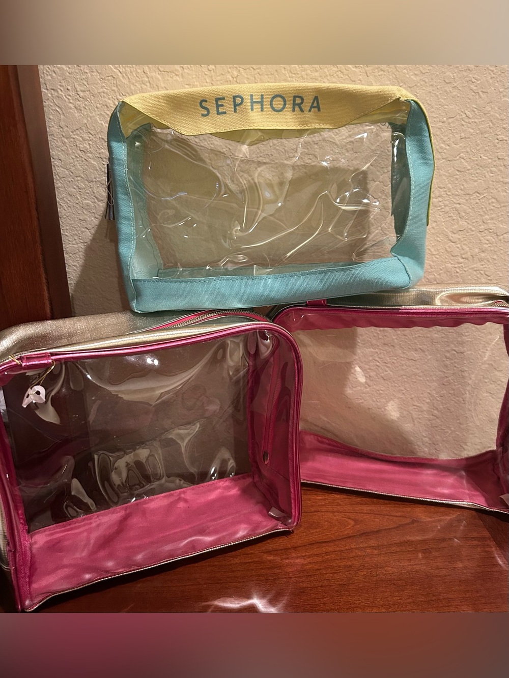 6 Sephora Large Makeup Bags Clear Zippered Bags Storage